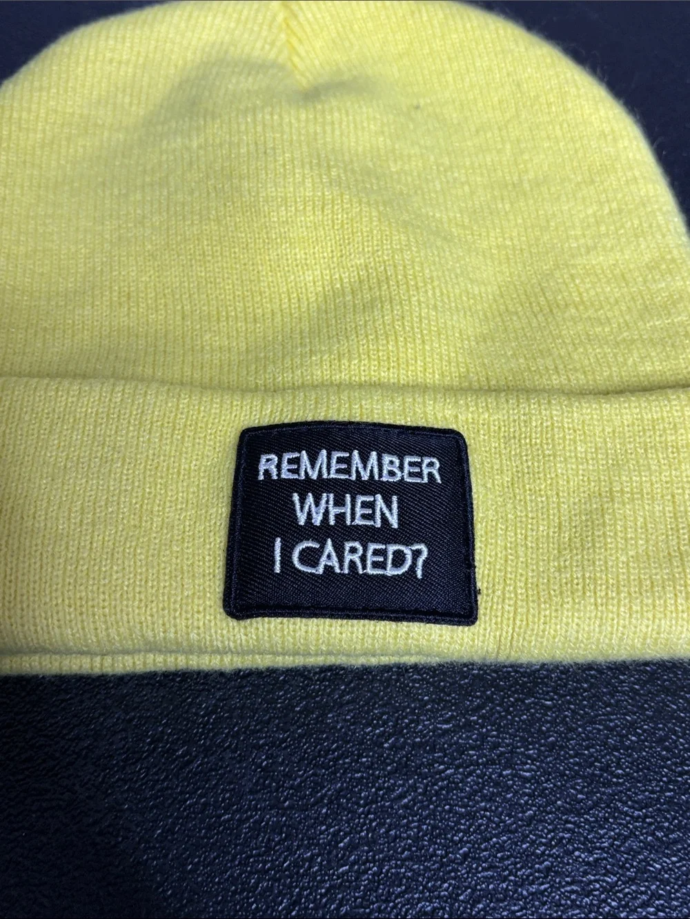 Zara Remember When I Cared? Neon Yellow Beanie Medium